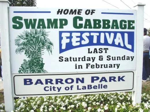 swamp cabbage festival sign