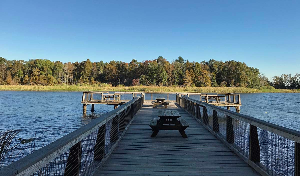 three rivers state park fishing pier fall color