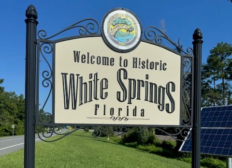 Bicycling around Old Florida: Six Trail Towns in 13 days 3 trail towns white springs trail town sign Bicycling around Old Florida: Six Trail Towns in 13 days